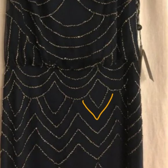 Adrianna Papell Beaded Floor-length Dress in Navy - Picture 7 of 8